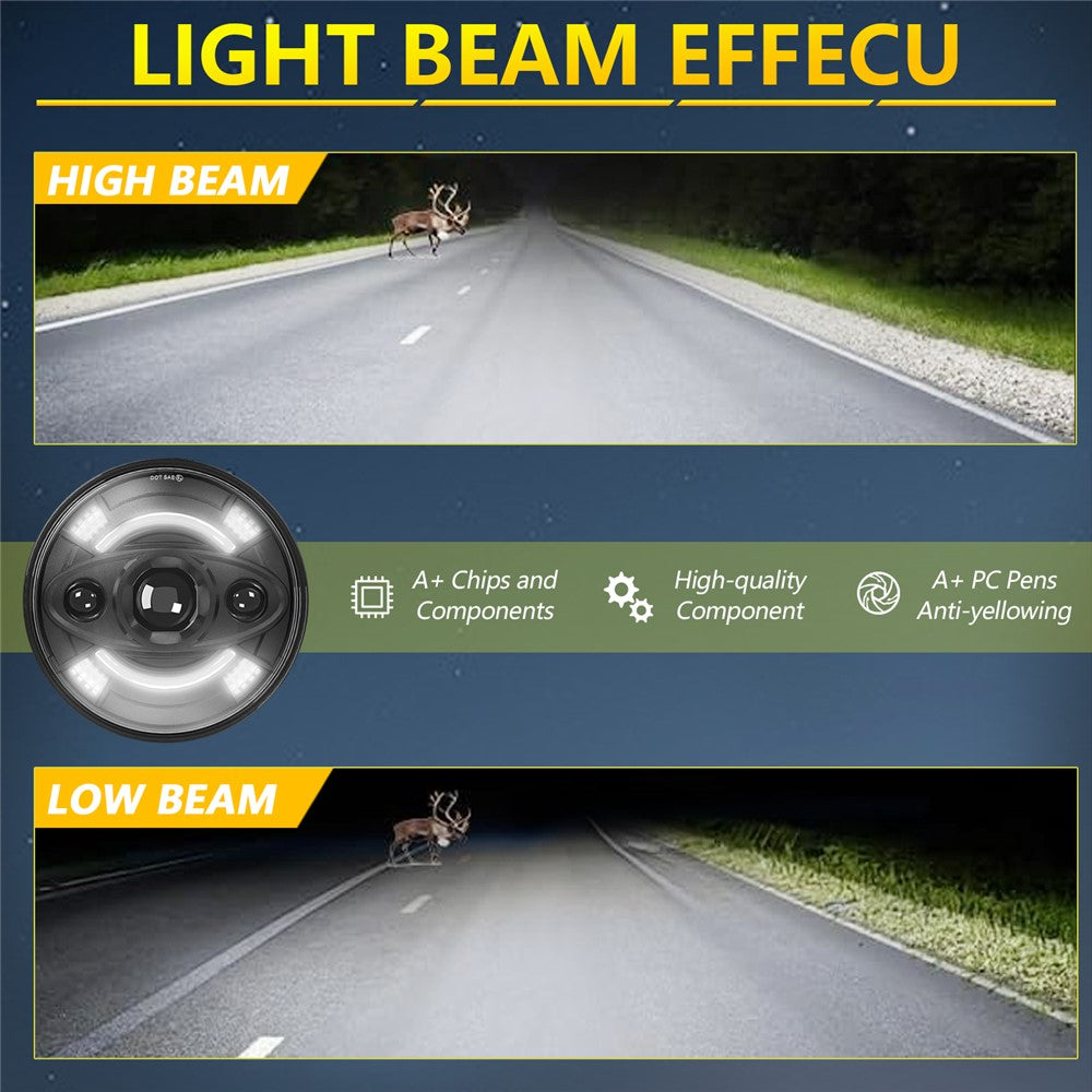 7 Inch Round LED Headlight Anti Glare High Low Beam Aluminum Shell Off Road Vehicle Headlamp