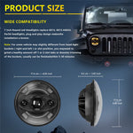 7 Inch Round LED Headlight Anti Glare High Low Beam Aluminum Shell Off Road Vehicle Headlamp