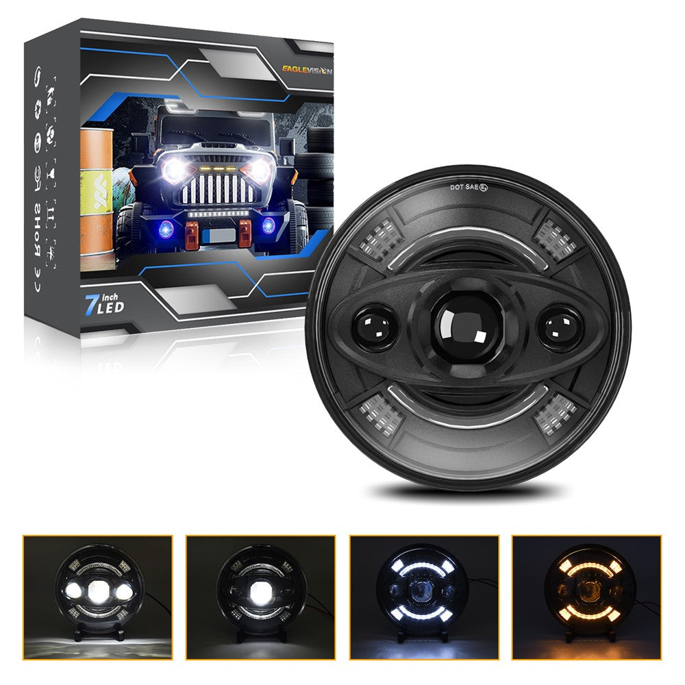 7 Inch Round LED Headlight Anti Glare High Low Beam Aluminum Shell Off Road Vehicle Headlamp