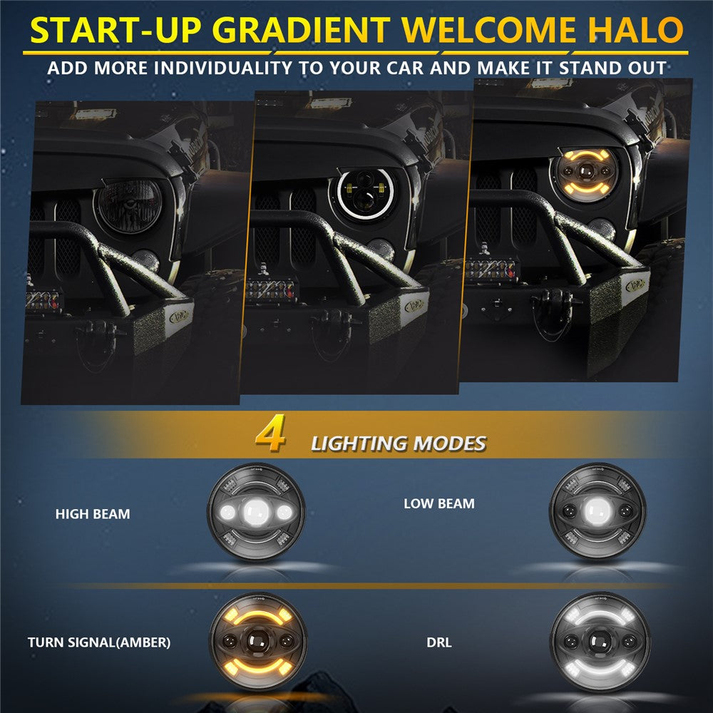 7 Inch Round LED Headlight Anti Glare High Low Beam Aluminum Shell Off Road Vehicle Headlamp