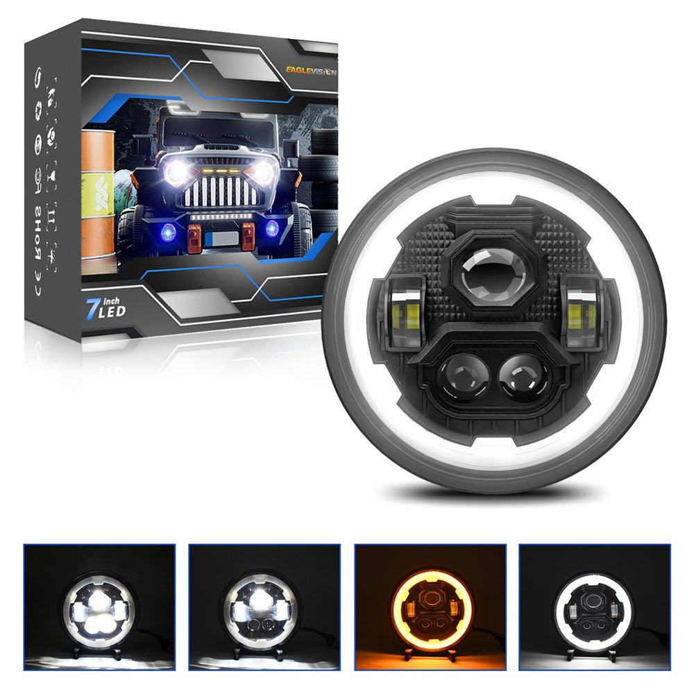 R1 7 tommer rund LED Forlygte 4 Tilstande Off Road Køretøj Forlygte til Motorcykel Klassiske Biler