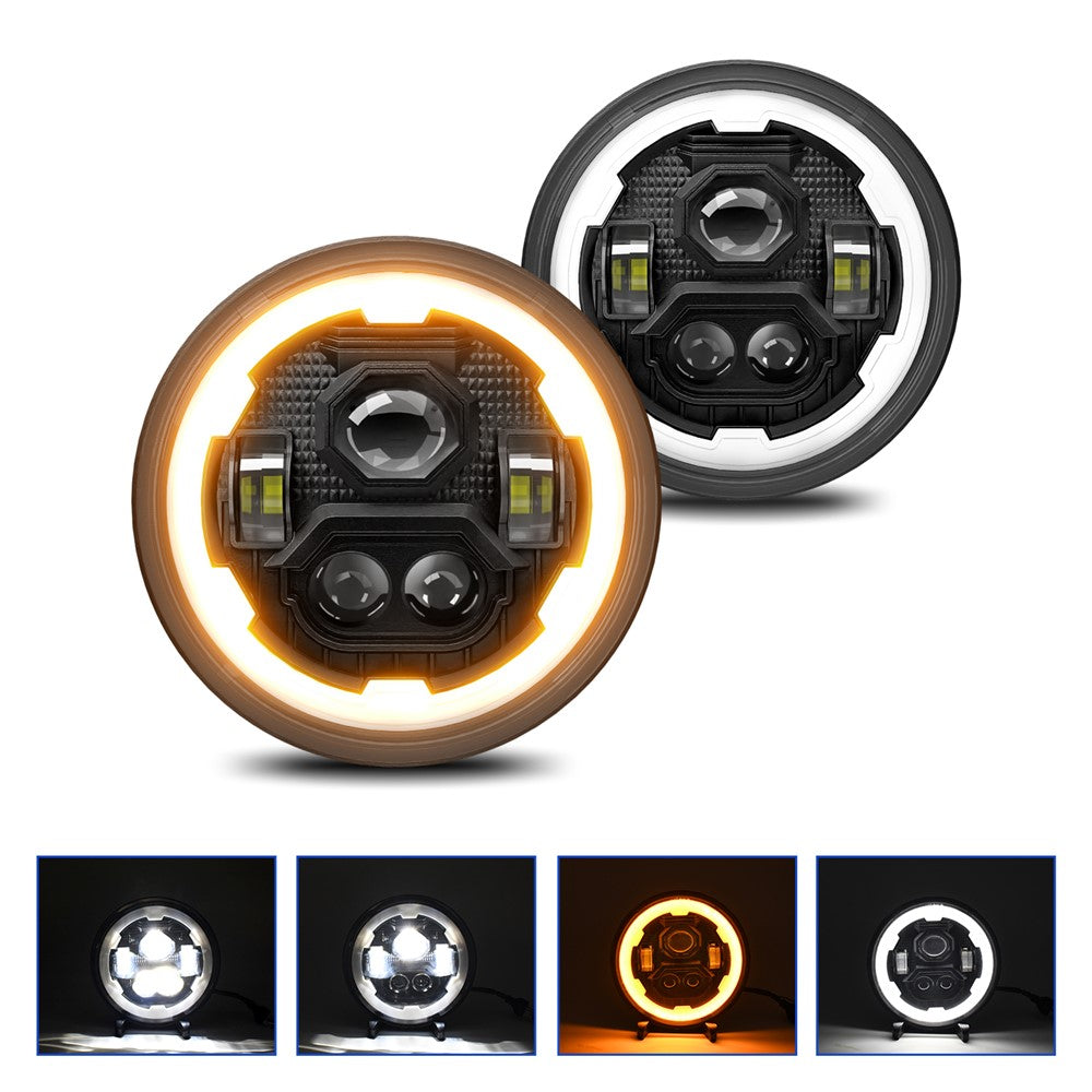R1 7 tommer rund LED Forlygte 4 Tilstande Off Road Køretøj Forlygte til Motorcykel Klassiske Biler
