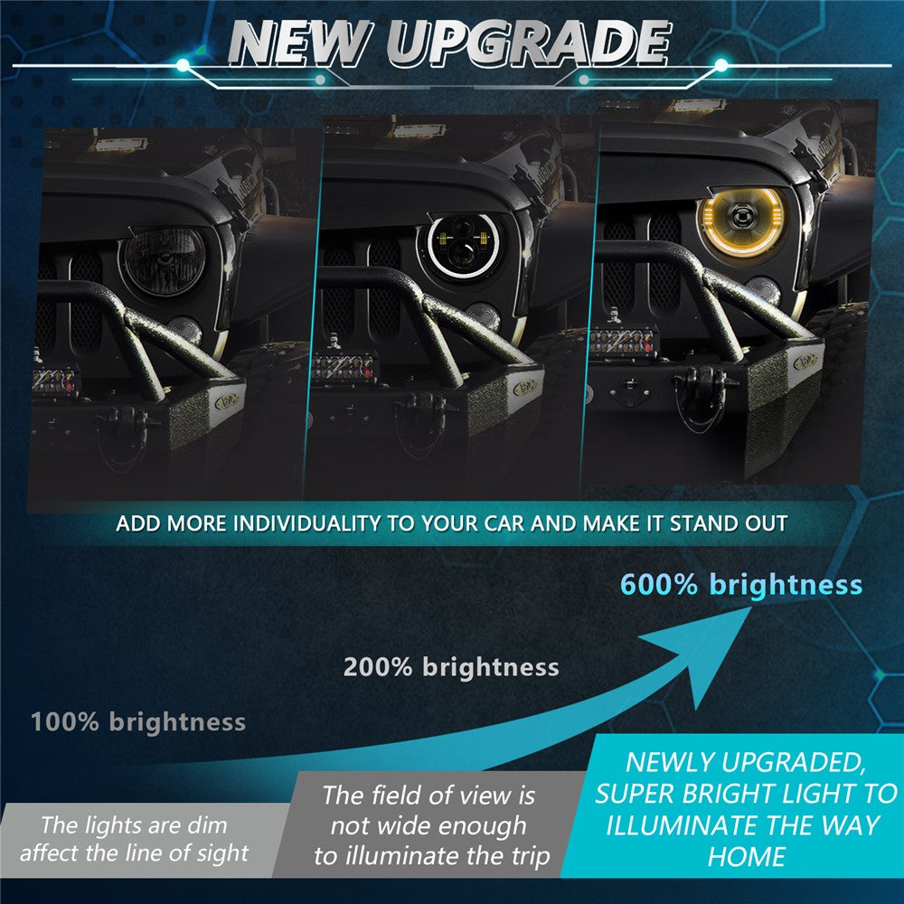7 Inch LED Headlight for Motorcycle Off Road Vehicle DRL Turn Signal High Low Beam Headlamp