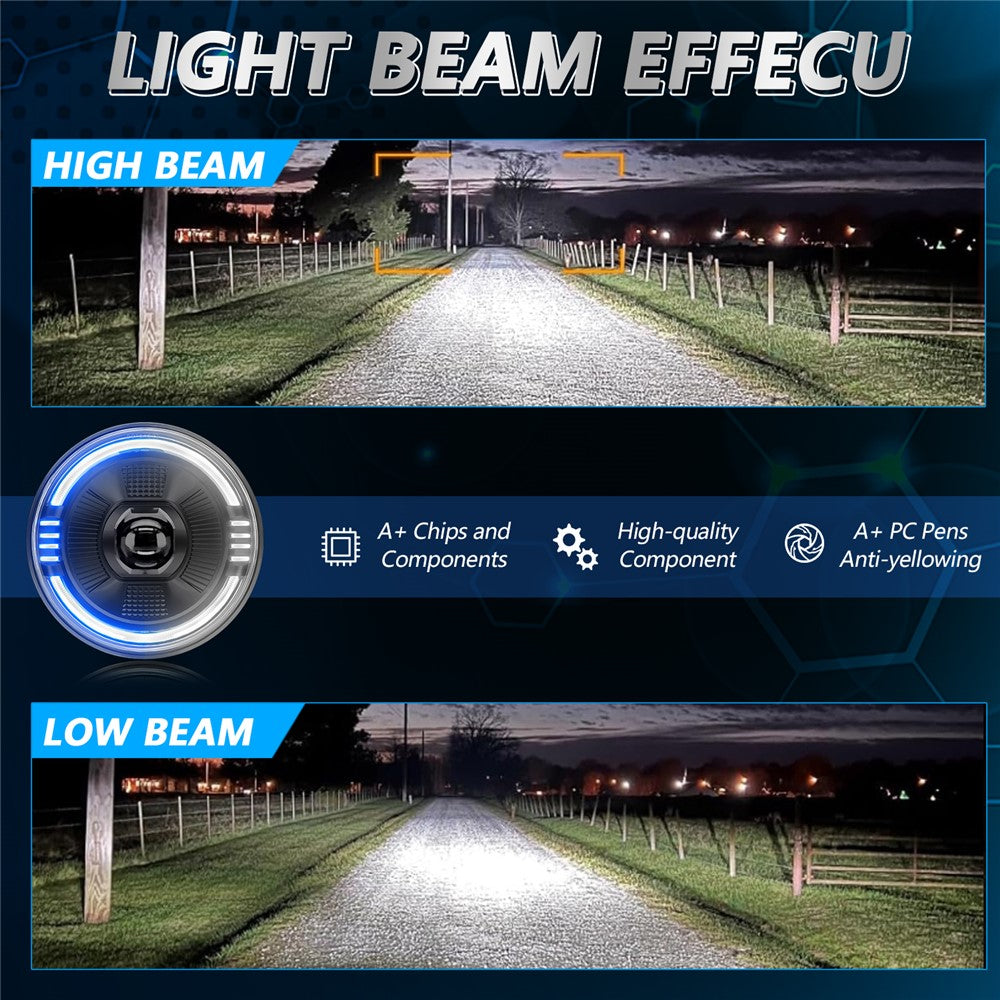 7 Inch LED Headlight for Motorcycle Off Road Vehicle DRL Turn Signal High Low Beam Headlamp