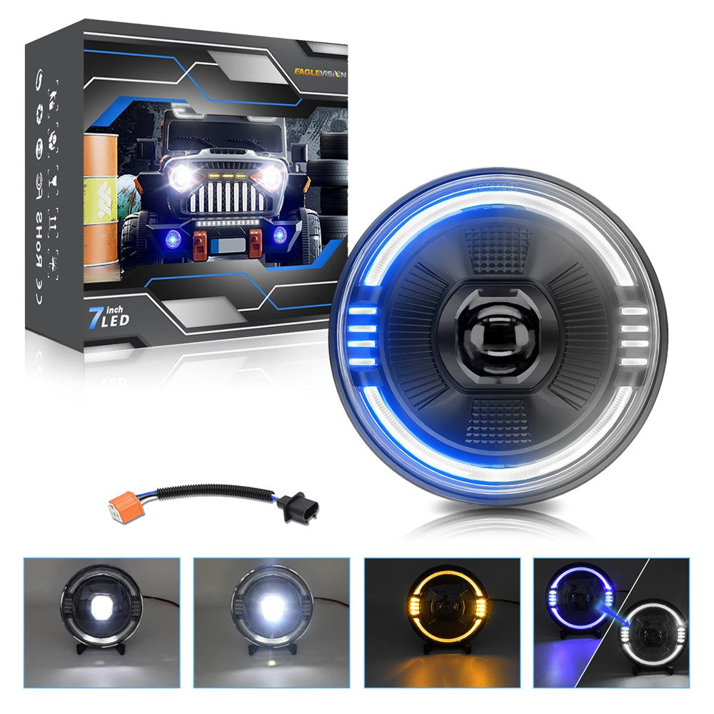 7 Inch LED Headlight for Motorcycle Off Road Vehicle DRL Turn Signal High Low Beam Headlamp