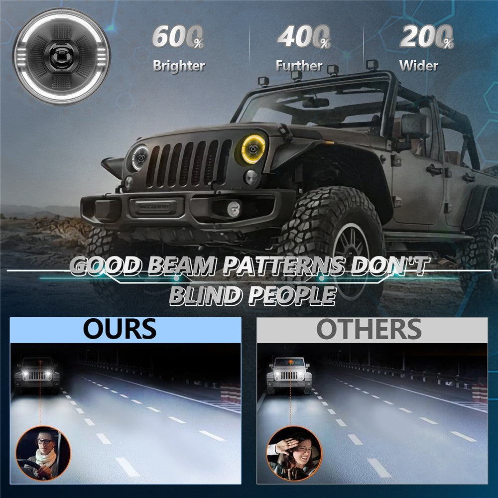 7 Inch LED Headlight for Motorcycle Off Road Vehicle DRL Turn Signal High Low Beam Headlamp