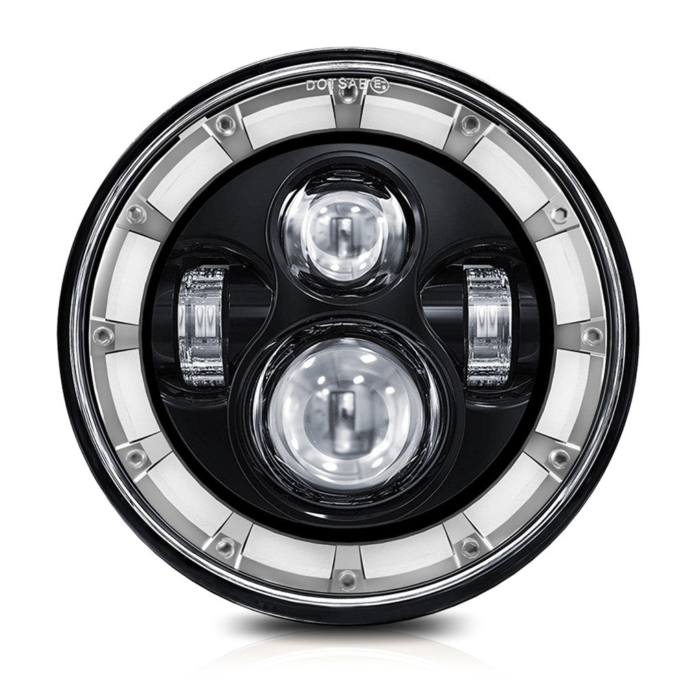 7 Inch Square Angel Eye LED Headlight for Motorcycle Off Road Vehicle DRL Turn Signal High Low Beam Headlamp