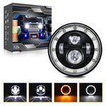 7 Inch Square Angel Eye LED Headlight for Motorcycle Off Road Vehicle DRL Turn Signal High Low Beam Headlamp