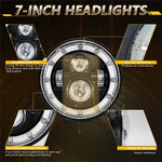 7 Inch Square Angel Eye LED Headlight for Motorcycle Off Road Vehicle DRL Turn Signal High Low Beam Headlamp