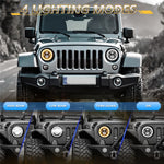 7 Inch Square Angel Eye LED Headlight for Motorcycle Off Road Vehicle DRL Turn Signal High Low Beam Headlamp