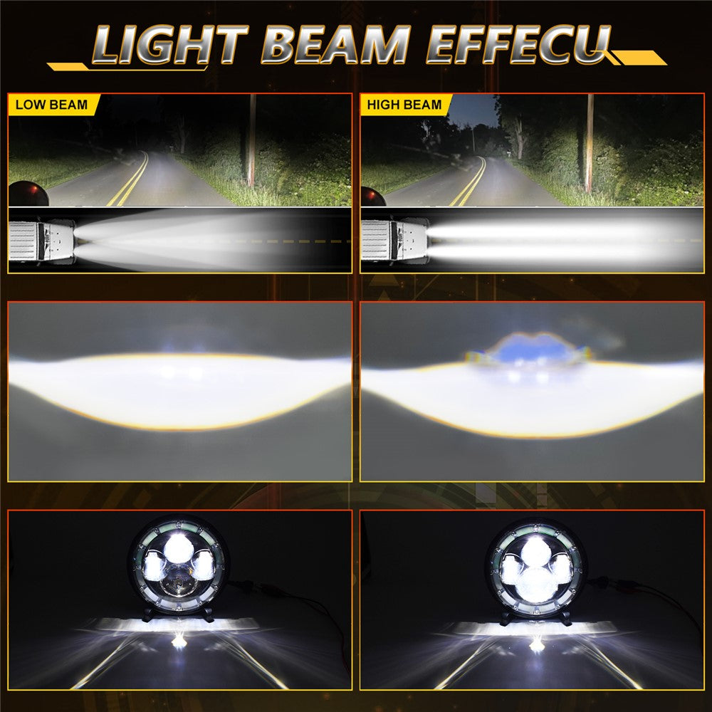 7 Inch Square Angel Eye LED Headlight for Motorcycle Off Road Vehicle DRL Turn Signal High Low Beam Headlamp
