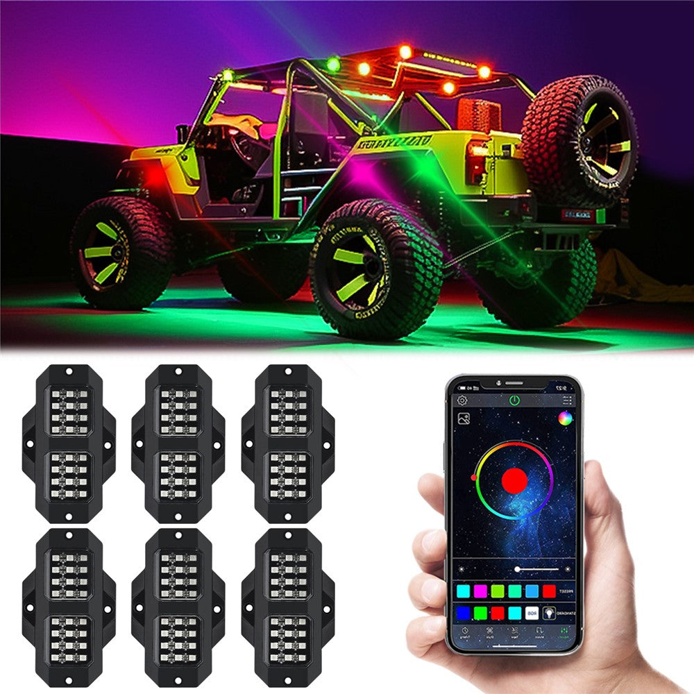 G1 6-i-1 RGB Bil Underglow Lys Musiksynkronisering Bluetooth-kompatibel LED Rock Light Kit til SUV Lastbil