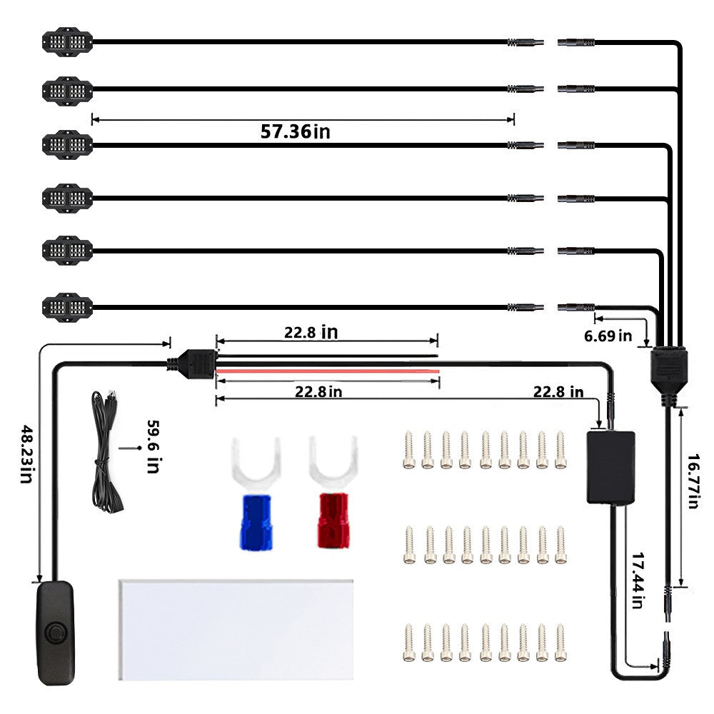 G1 6-i-1 RGB Bil Underglow Lys Musiksynkronisering Bluetooth-kompatibel LED Rock Light Kit til SUV Lastbil