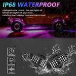 G1 8 In 1 RGB Car Underglow Light Music Sync Bluetooth-Compatible LED Rock Light Kit for SUV Truck