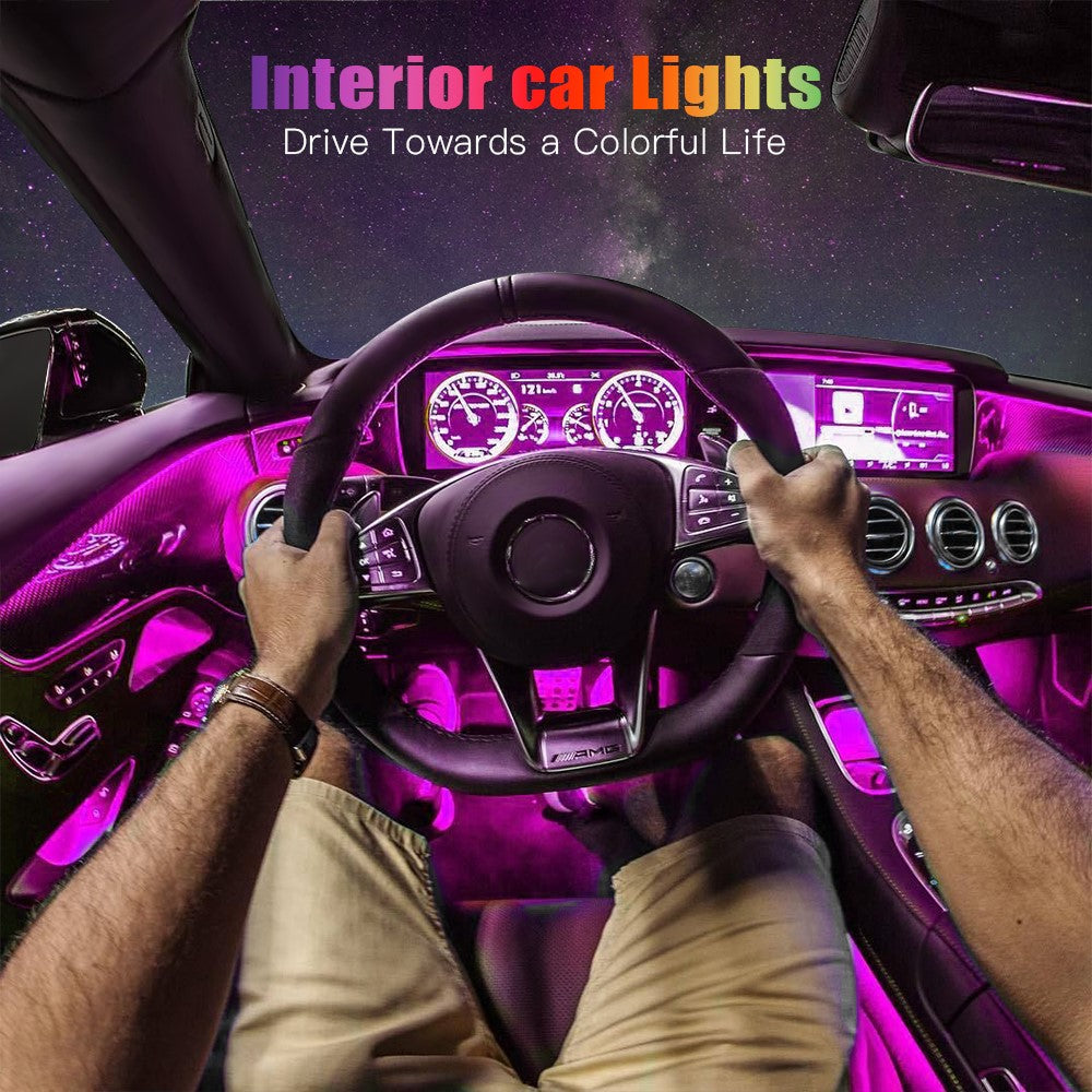 4 In 1 Car Interior Lights App Control Bluetooth-Compatible LED RGB Music Sync Ambient Lighting Kit