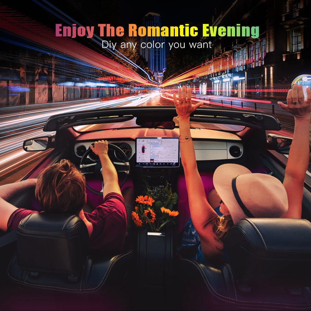 4 In 1 Car Interior Lights App Control Bluetooth-Compatible LED RGB Music Sync Ambient Lighting Kit