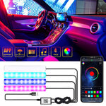 4 In 1 Car Interior Lights App Control Bluetooth-Compatible LED RGB Music Sync Ambient Lighting Kit