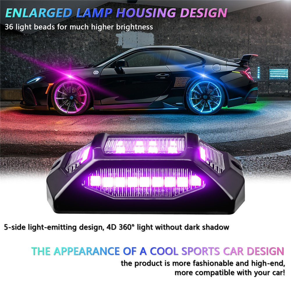 G6 4-in-1 LED Car Underglow Lights RGB Rock Lights Music Sync Atmosphere Lamp for Off-Road Vehicles