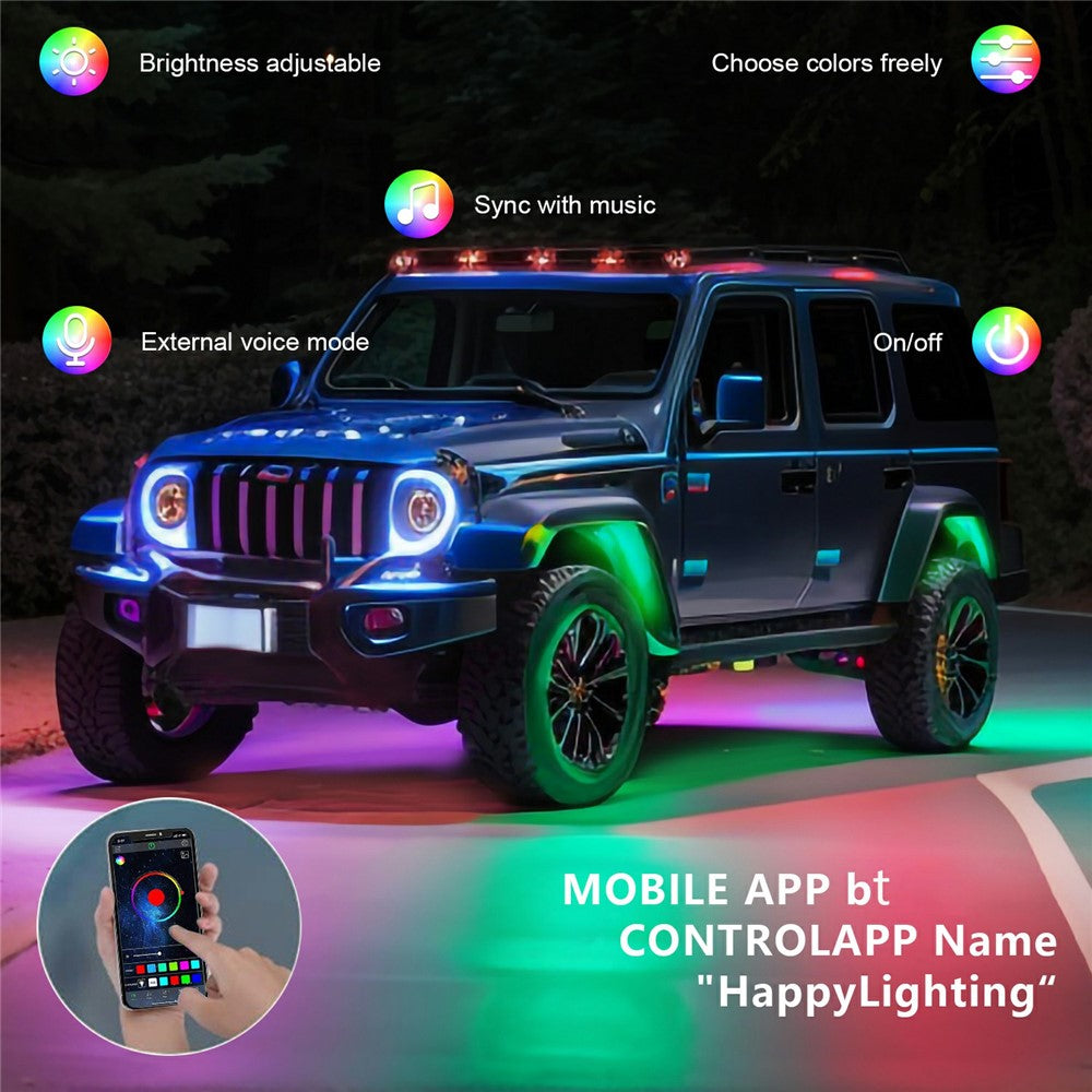 G6 4-in-1 LED Car Underglow Lights RGB Rock Lights Music Sync Atmosphere Lamp for Off-Road Vehicles