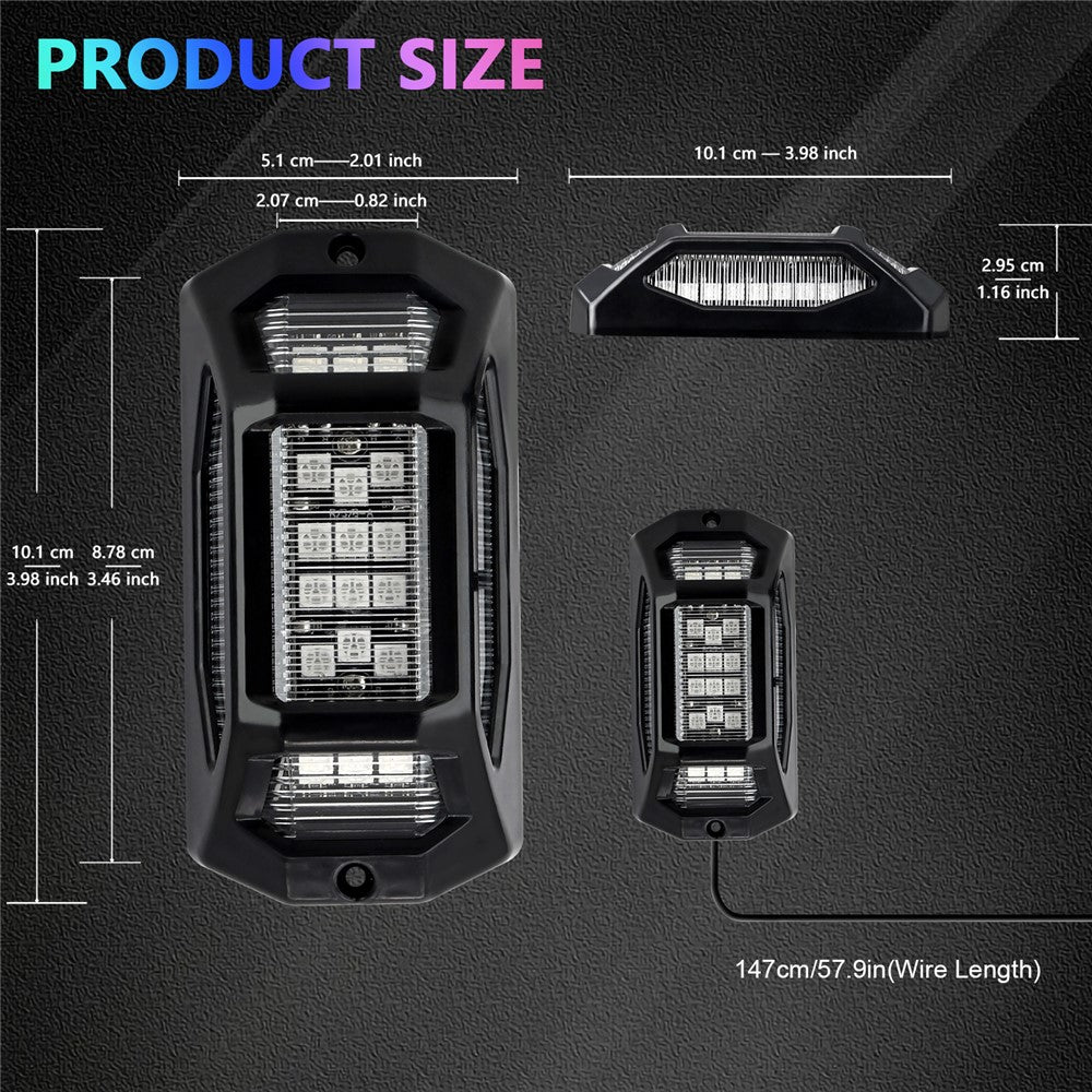 G6 4-in-1 LED Car Underglow Lights RGB Rock Lights Music Sync Atmosphere Lamp for Off-Road Vehicles