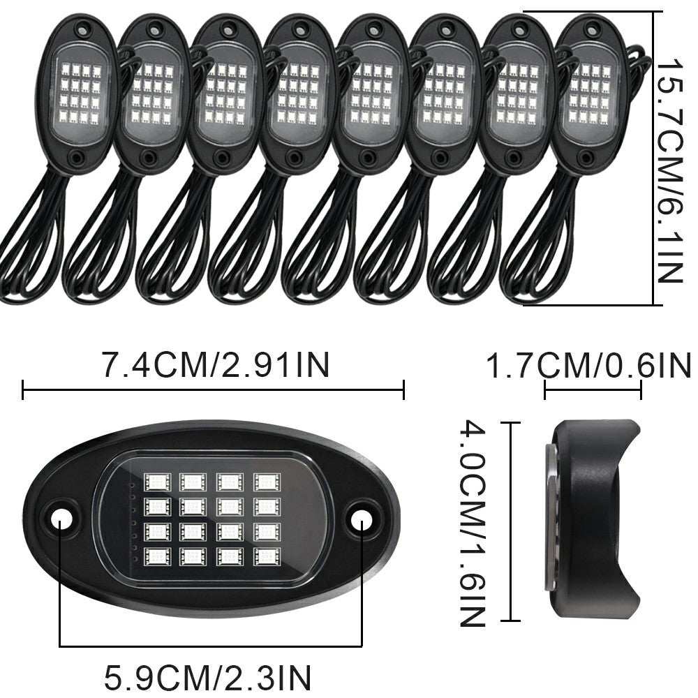 G7 8-i-1 LED-underljus för bil, RGB-musiksynkroniserad stämningsbelysning för SUV, lastbil och terrängfordon