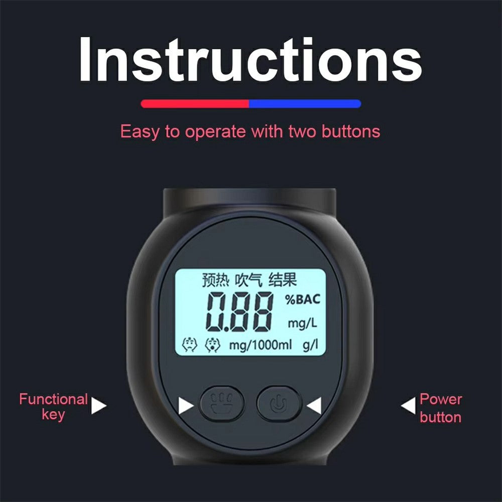 MR701 Portable Alcohol Tester Digital Breathalyzer High Precision Detector with Sound and Light Prompt