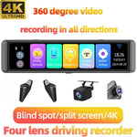 ADAS 12 Inch Full Screen Rearview Mirror Dash Cam 4 Channels 4K Ultra HD 360 Degree Blind Spot Warning BSD for Car