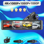 ADAS 12 Inch Full Screen Rearview Mirror Dash Cam 4 Channels 4K Ultra HD 360 Degree Blind Spot Warning BSD for Car