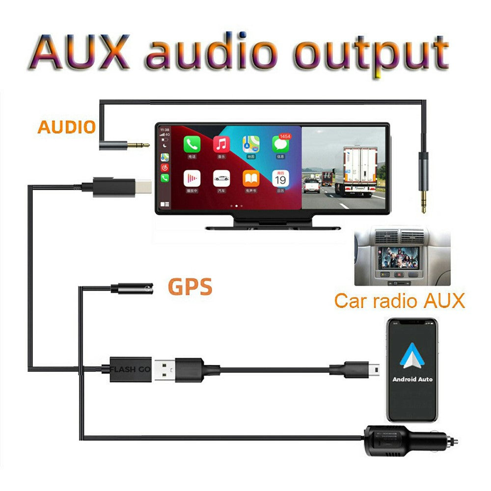 Til bilens instrumentbræt 10,26 tommer touchskærm CarPlay Android Auto FM-transmitter med bakkamera