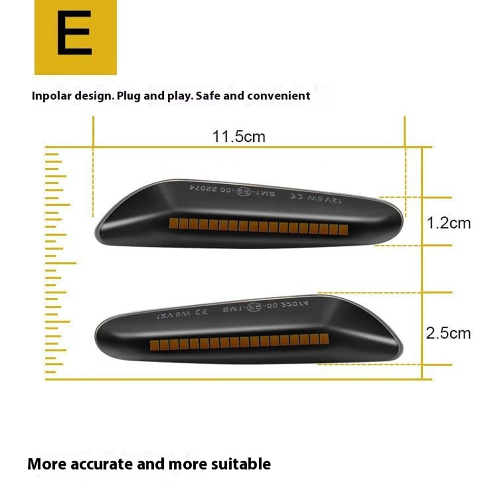 1 Pair Dynamic LED Side Marker Turn Signal Lights for E90 E60 E88 X1 X3 Sequential Flowing Lamp