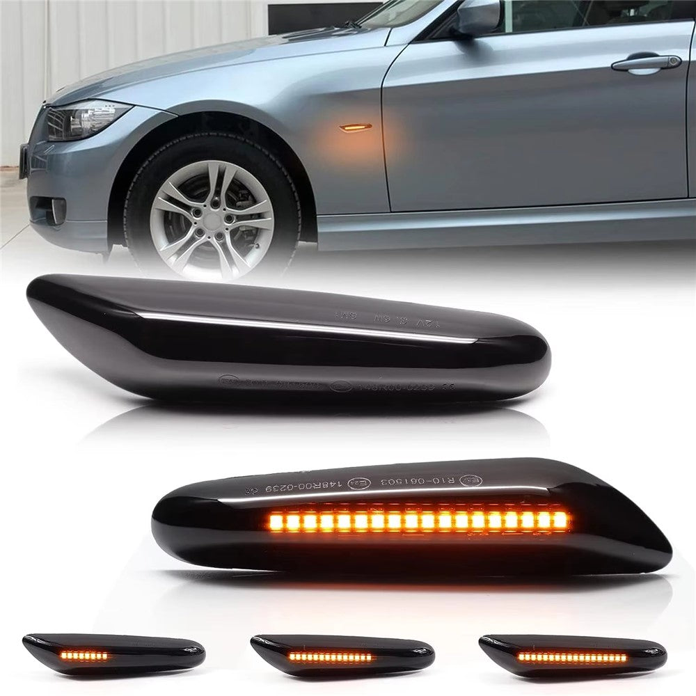 1 Pair Dynamic LED Side Marker Turn Signal Lights for E90 E60 E88 X1 X3 Sequential Flowing Lamp