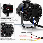 2Pcs Motorcycle LED Spotlight Aluminum Shell White Yellow Light High Power Headlight with Cooling Fan