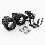 2Pcs Motorcycle LED Spotlight Aluminum Shell White Yellow Light High Power Headlight with Cooling Fan