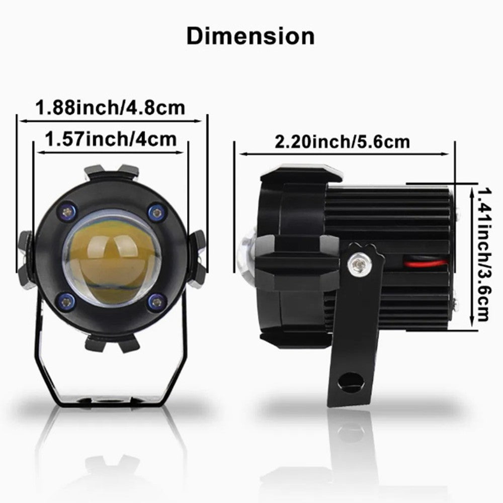 2Pcs Motorcycle LED Spotlight Aluminum Shell White Yellow Light High Power Headlight with Cooling Fan