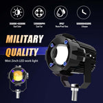 2Pcs Motorcycle LED Spotlight Aluminum Shell White Yellow Light High Power Headlight with Cooling Fan