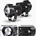 2Pcs Motorcycle LED Spotlight Aluminum Shell White Yellow Light High Power Headlight with Cooling Fan