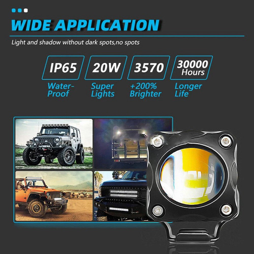 Motorcycle LED Spotlight 20W 5000LM Headlight High Low Beam Front Lamp for ATV / SUV / UTV