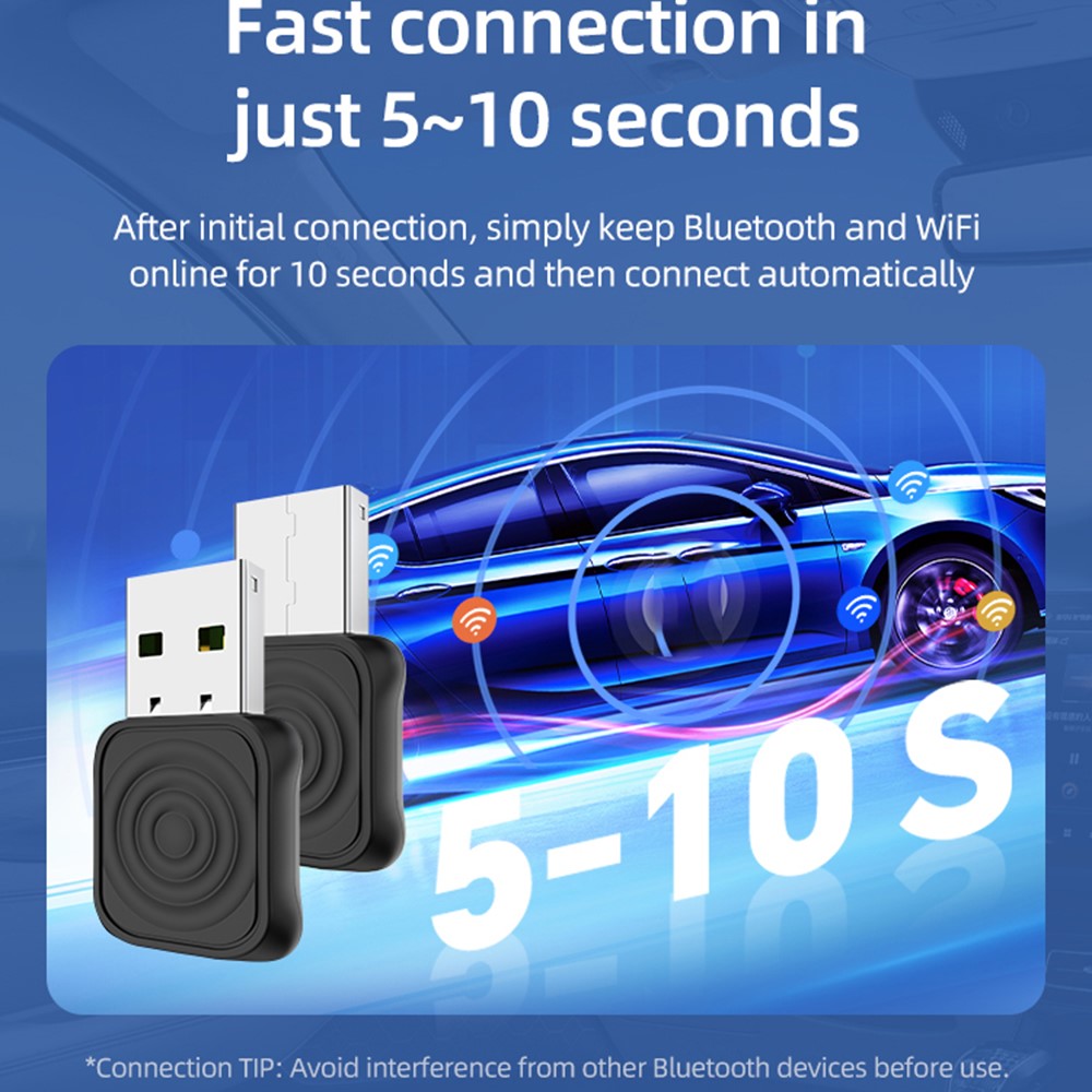 CARLINKIT Mini Ultra Trådløs CarPlay Android Auto-adapter til opgradering af kablet CarPlay Android Auto-biler