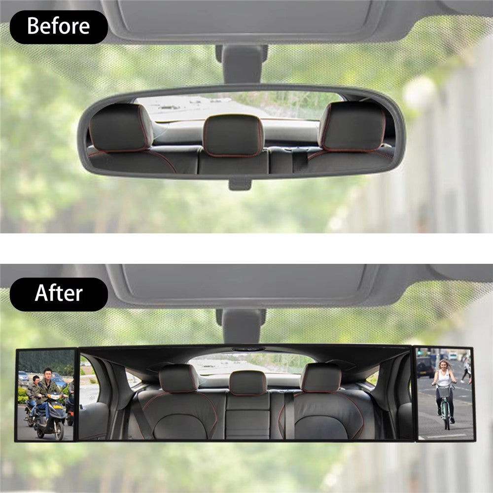 SD-2411 High Definition Glass Universal Tri-Fold Car Rearview Mirror Wide Angle Curved Mirror
