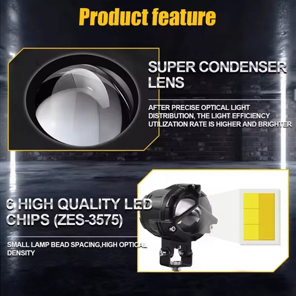 DC 12V-65V Motorcykel LED-strålkastare 8000lm 20W Helljus Dimljus för Bil/ATV/SUV