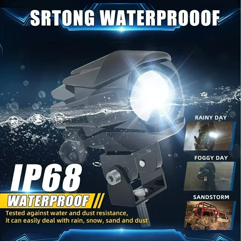 DC 12V-65V Motorcycle Headlight IP68 Waterproof 20W 6000lm High Low Beam LED Fog Light