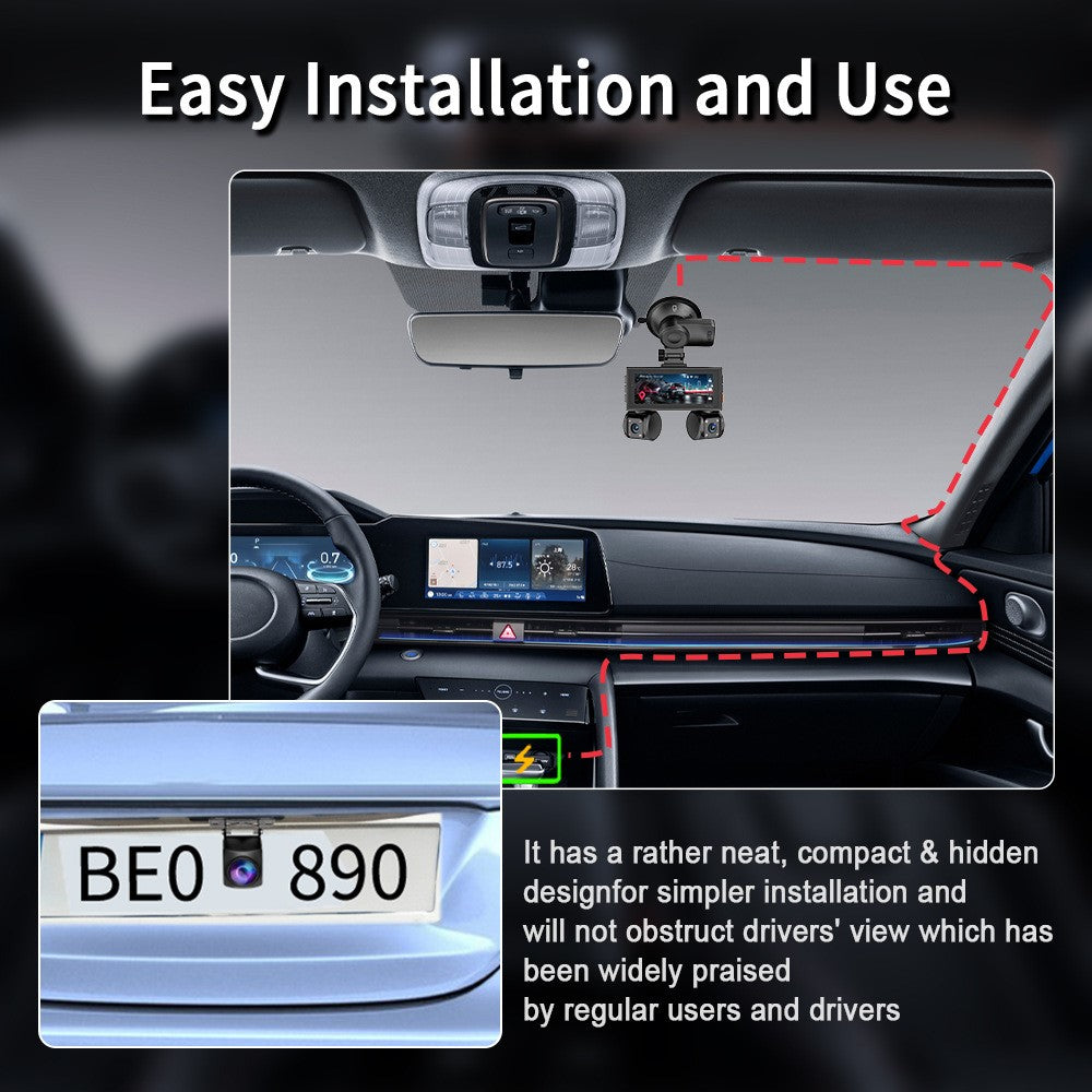 W3 WiFi 4 Channel Dash Cam 2K Night Vision Quad Lens Car DVR Vehicle Driving Recorder with GPS Module