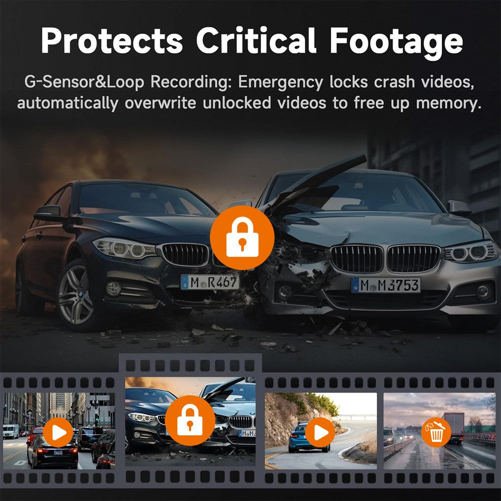 W3 WiFi 4 Channel Dash Cam 2K Night Vision Quad Lens Car DVR Vehicle Driving Recorder with GPS Module