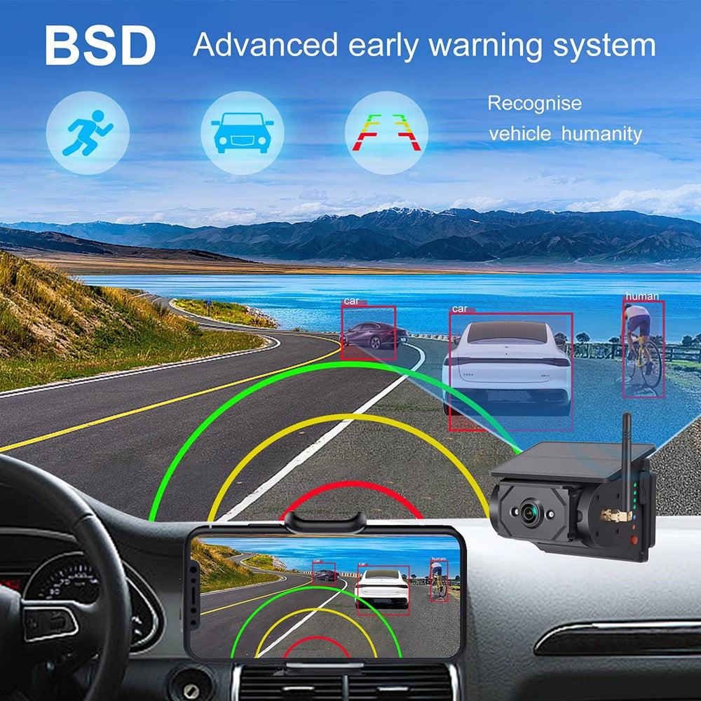 Solar Powered Magnetic BSD HD Camera for Car Truck Dash Cam WiFi Reversing Backup System