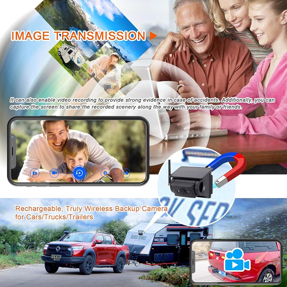 Solar Powered Magnetic BSD HD Camera for Car Truck Dash Cam WiFi Reversing Backup System