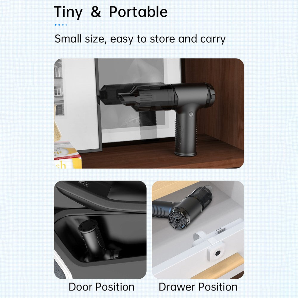V16D 2 in 1 Car Vacuum Cleaner Powerful Suction Rechargeable Handheld Dust Blower with 7 Nozzles