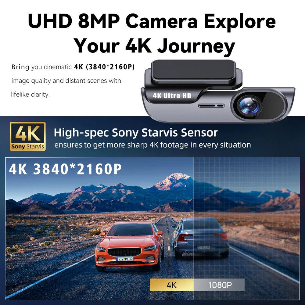 K05 4K High Definition WiFi Dash Cam Wide Angle Lens Night Vision Car Driving Recorder, Cigarette Lighter Power