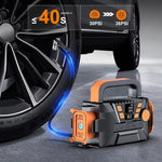 P124 19 Cylinder Car Air Pump with Emergency LED Light Multifunctional Portable Air Compressor Inflator