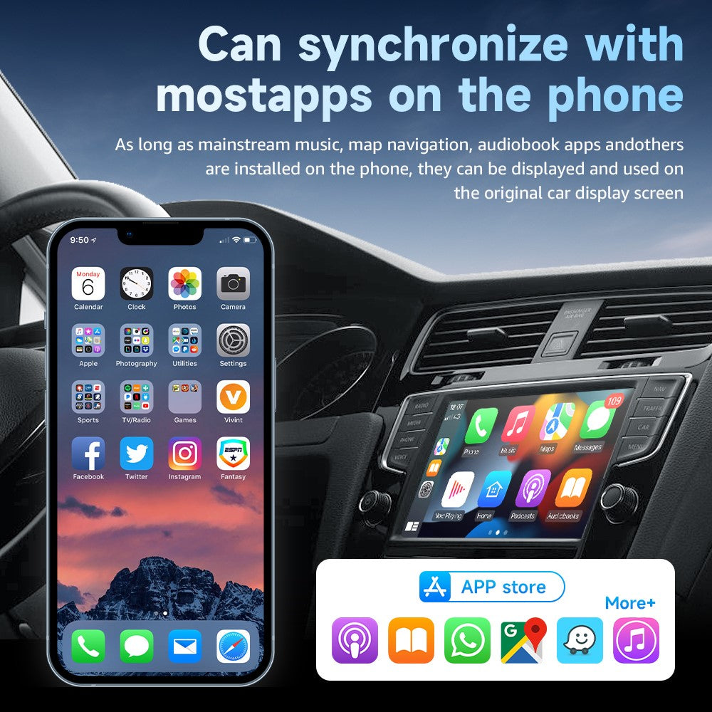 AB051E 2-in-1 CarPlay Android Auto Wireless Adapter Bluetooth-Compatible WiFi Connection USB Dongle