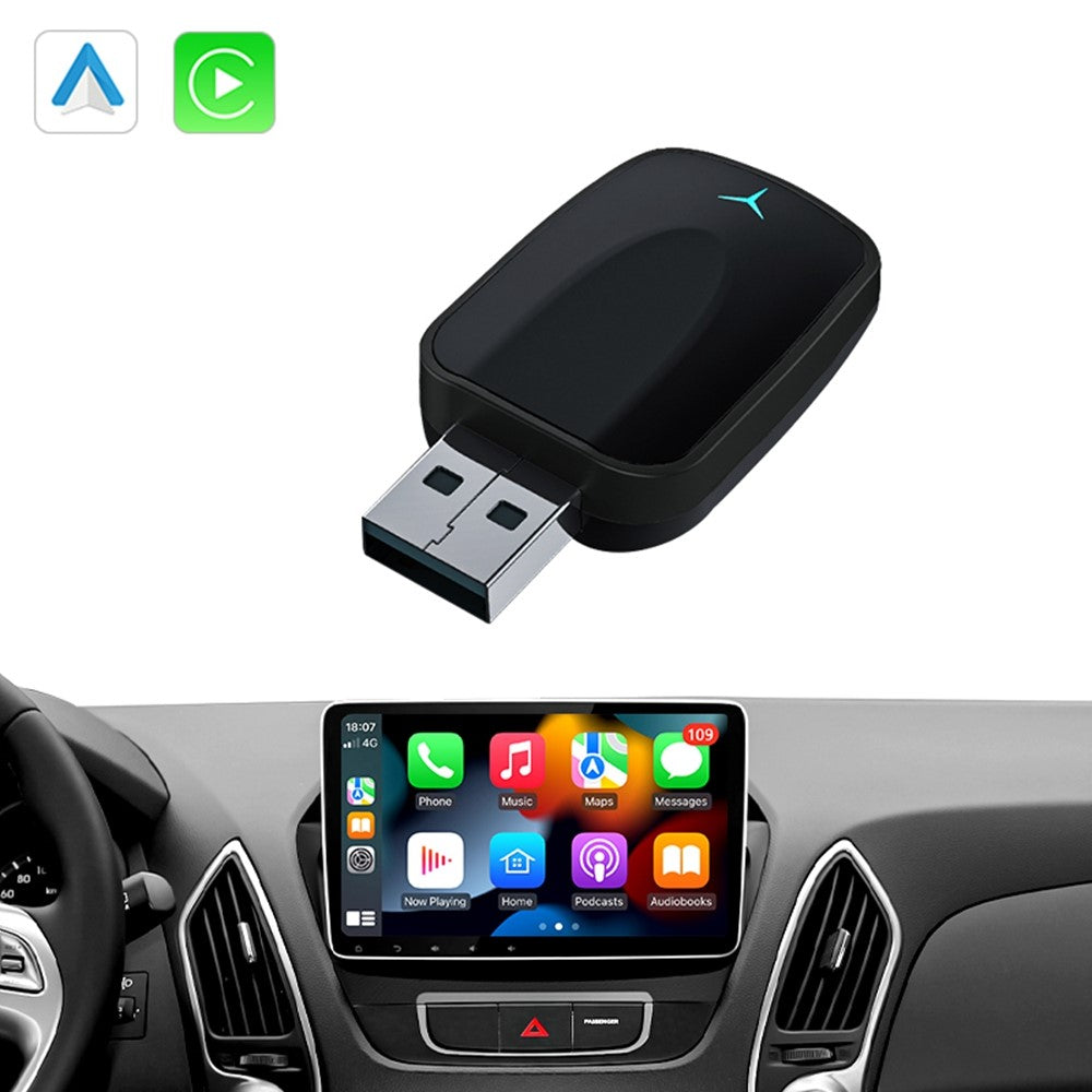 AB051E 2-in-1 CarPlay Android Auto Wireless Adapter Bluetooth-Compatible WiFi Connection USB Dongle